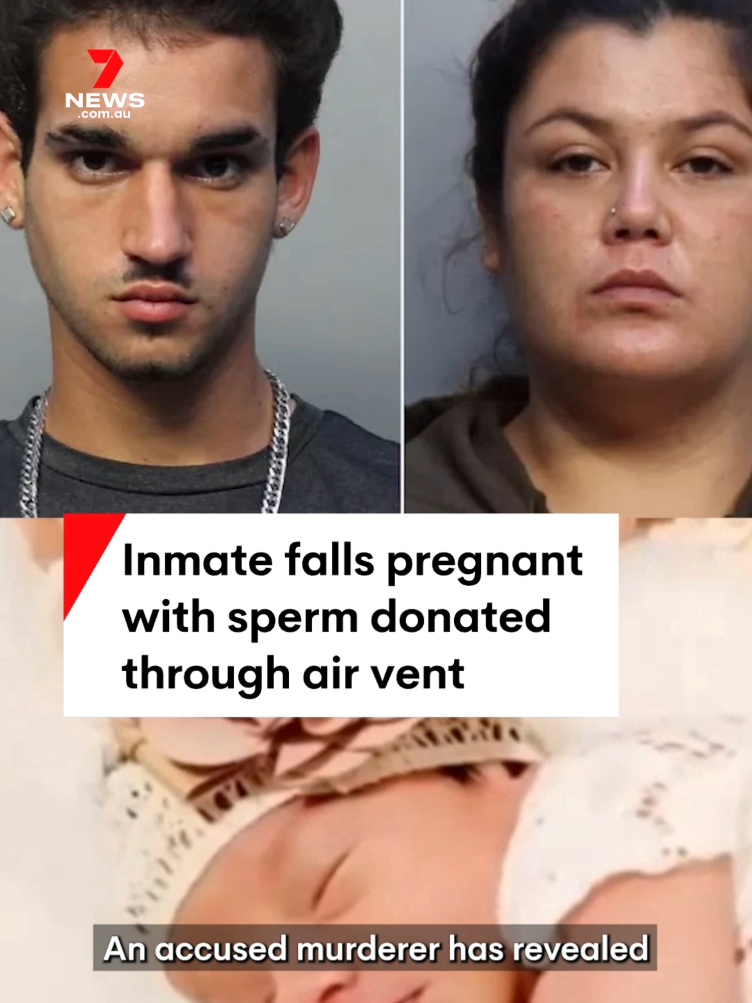 An accused murderer falls pregnant in prison using sperm donated through an air vent #prison #inmate #florida #pregnant #news #7NEWS