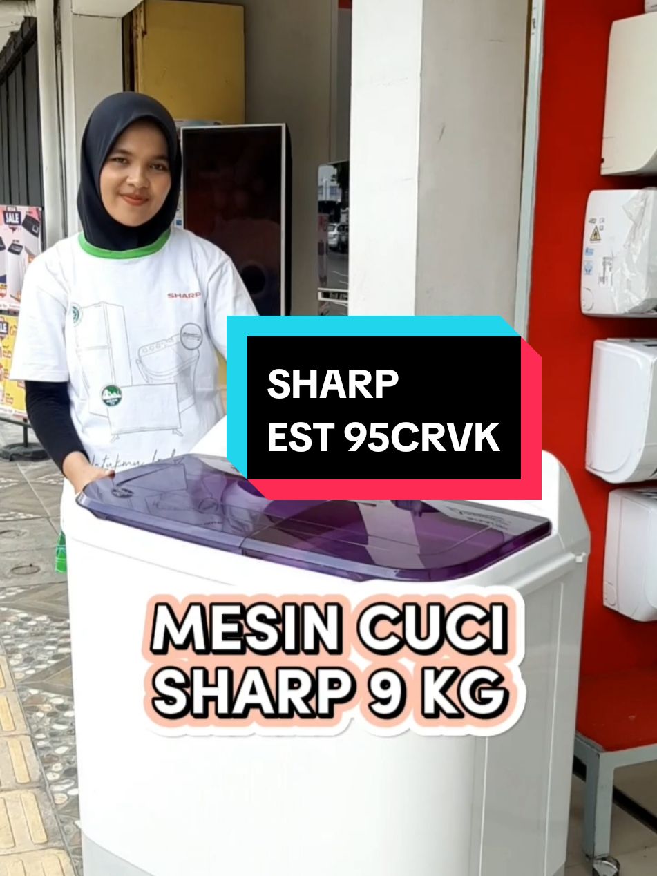 Mesin cuci kapasitas 9kg Sharp EST 95CRVK #foryourpage #monggomaswonogiri #sharp #elektronik #rekomendasi 