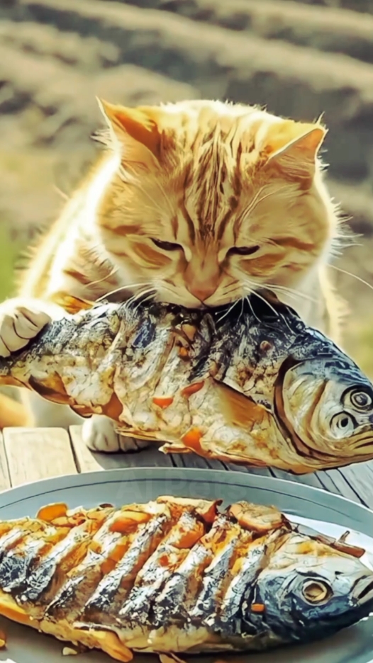 Cute Cat Frying Fish 😋 and Eating 🤤#like #comment #follow #share #aipetshub #viral_video #foryou #foryoupage❤️❤️ #aicat 