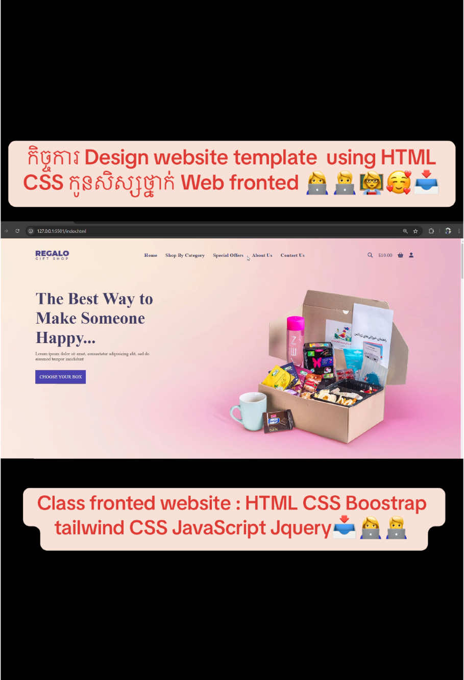 កិច្ចការ​ Design website template  using HTML CSS កូនសិស្ស​ថ្នាក់ Web fronted 👩‍💻🧑‍💻👩‍🏫🥰📥#IT #coding #girlprogrammer #Programer #Ranycoder #RanyNH #teacher #study #student #content #foryou #likes #follower #code #coder #network #codes #websites #websitedesign  @ranynh_coding 