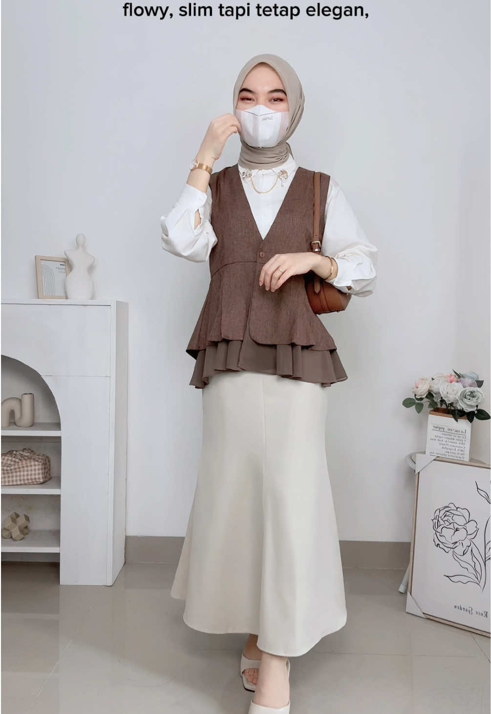 Outfit ngantor flowy & elegan pakai vest #fyp #ootdhijab #outfitngantor #vest