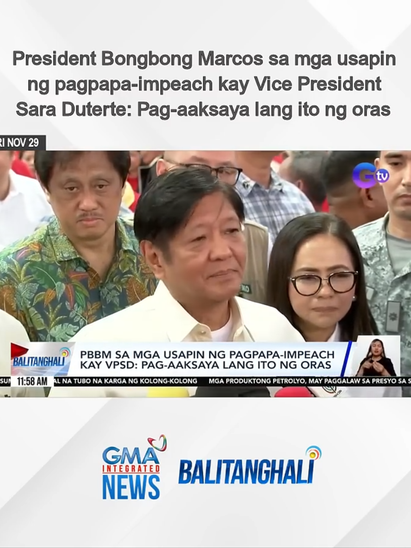 Hindi payag si Pangulong Bongbong Marcos sa mga usapin ng pagpapa-impeach kay Vice President Sara Duterte. | Balitanghali #BreakingNewsPH #GMAIntegratedNews #Balitanghali