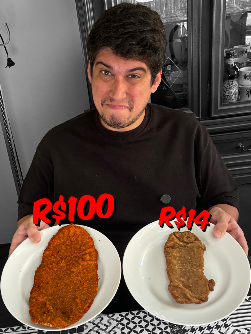 file a milanesa de R$100 vs. R$14 😲