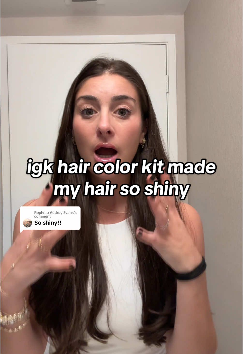 Replying to @Audrey Evans this kit made my hair color a little darker while also making it smooth and shiny! getting a darker color next time ☺️ #igk #haircolor #igkhair #haircolorkit #athomehaircolor #boxdye #brownhair @IGK Hair 