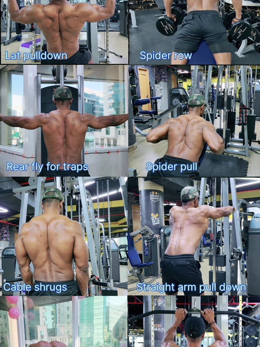 Full back workouts 4 sets 12 reps each #foryou #fyp #foryoupage #backworkout #viral 