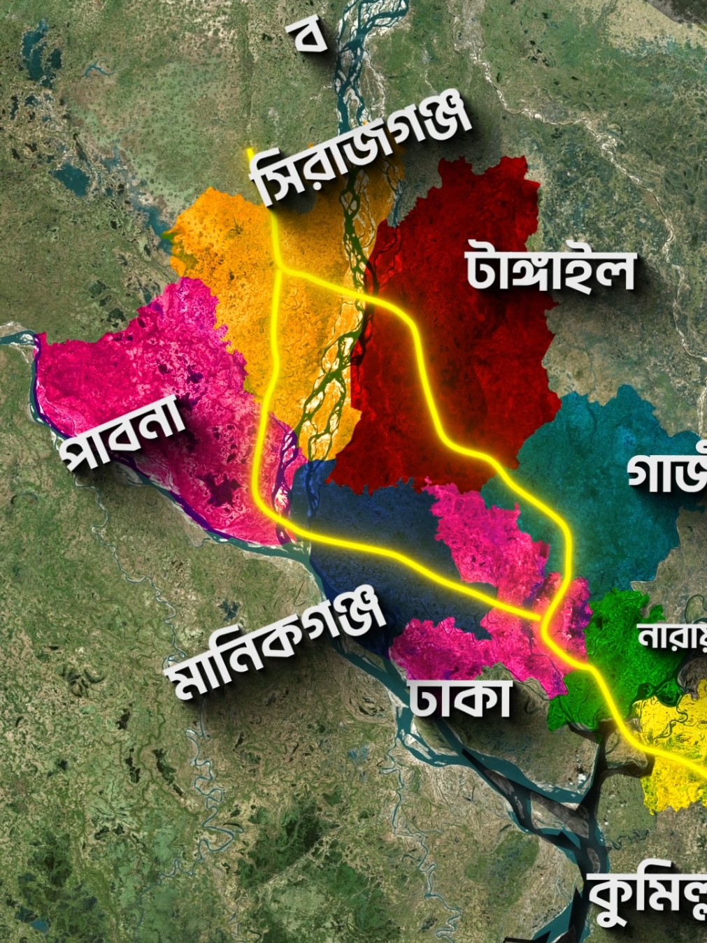 টেকনাফ থেকে তেতুলিয়া যেতে মোট কয়টি জেলা?