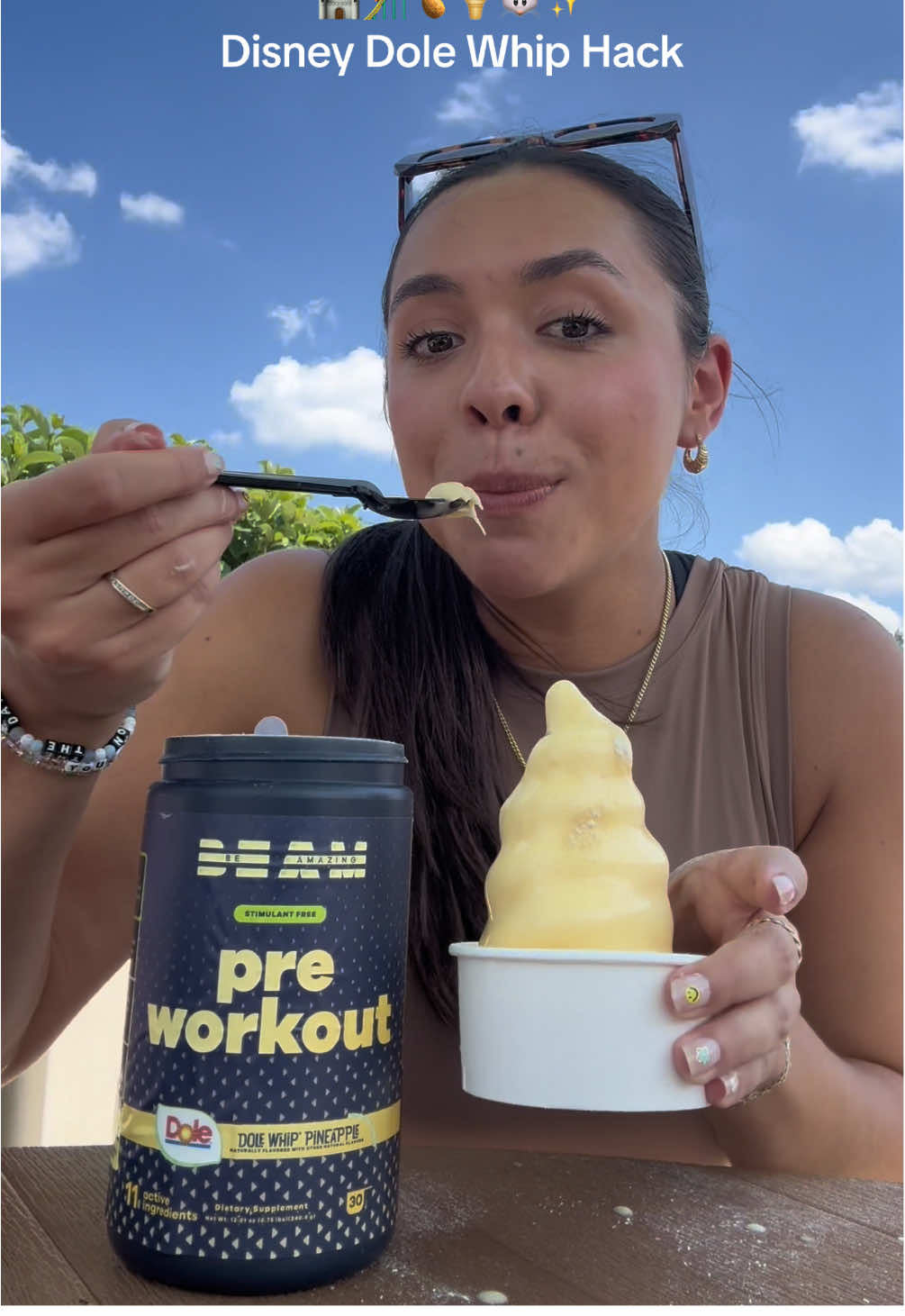Pineapple Dole Whip Pre Workout on top of Pineapple Dole Whil?! 🤯🍍🍦 #dolewhips #dolewhip #disneyworld #disney #disneyland 