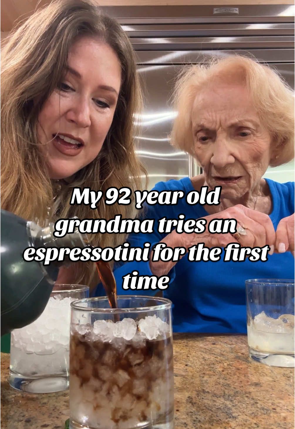 my 92 year old bubbie tries an espressotini for the first time - what do you have to lose!? #grandmasoftiktok #bubbie #funnygrandma 