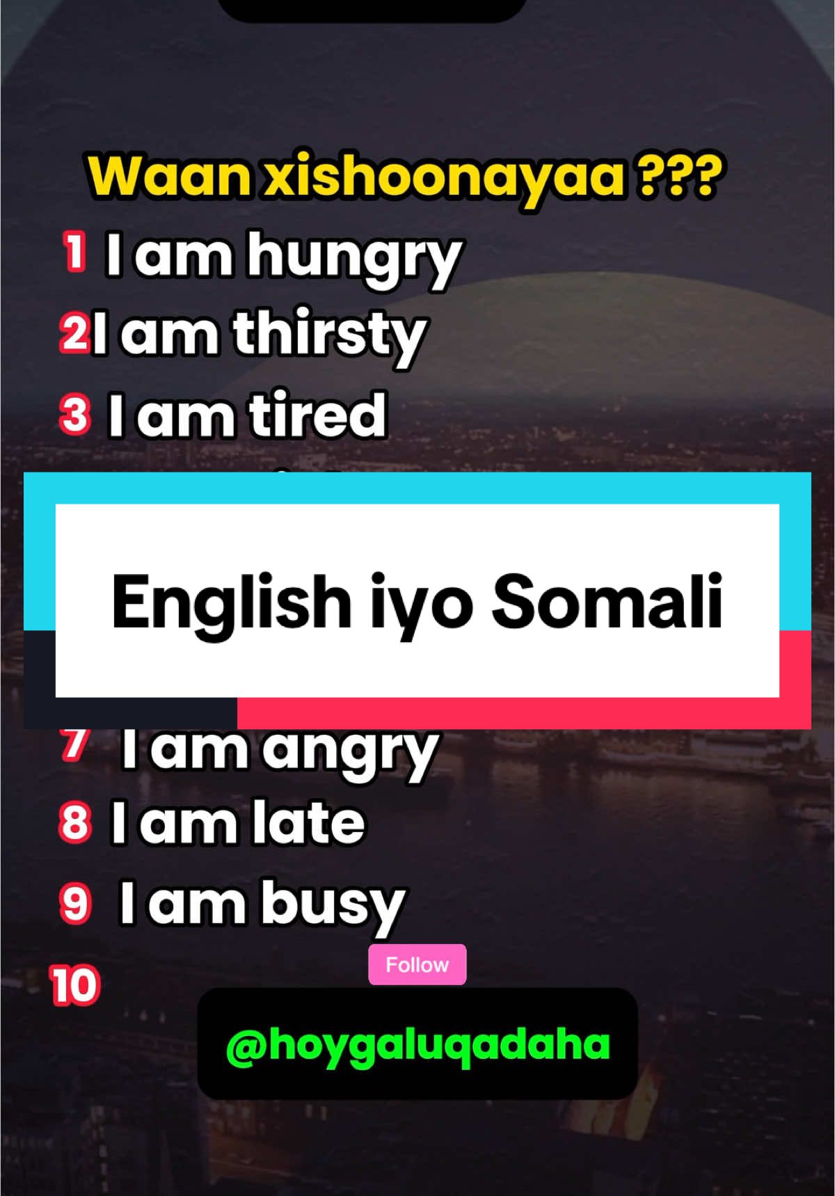 English iyo Somali#somalitoenglish #english #hoygaluqadaha 