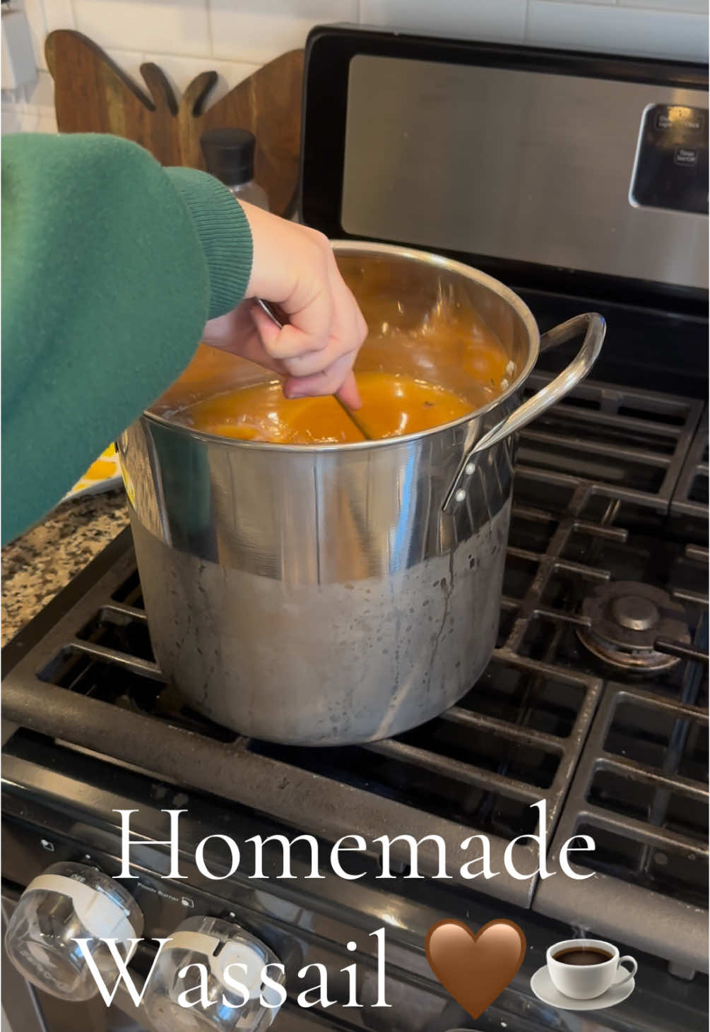 Warning 🚨: You will never go back to apple cider! Ingrediets: 1 gallon apple cider, 6 ounces orange juice concentrate, 6 ounces lemonade concentrate, 1 cup packed brown sugar, a pinch of whole cloves (about 15), and 4-5 cinnamon sticks.   Let simmer on stove and serve warm.  I hope you love this as much we my family does! 🤎 #wassail #fallrecipe #festivedrinks #applecider #cozy #EasyRecipe 