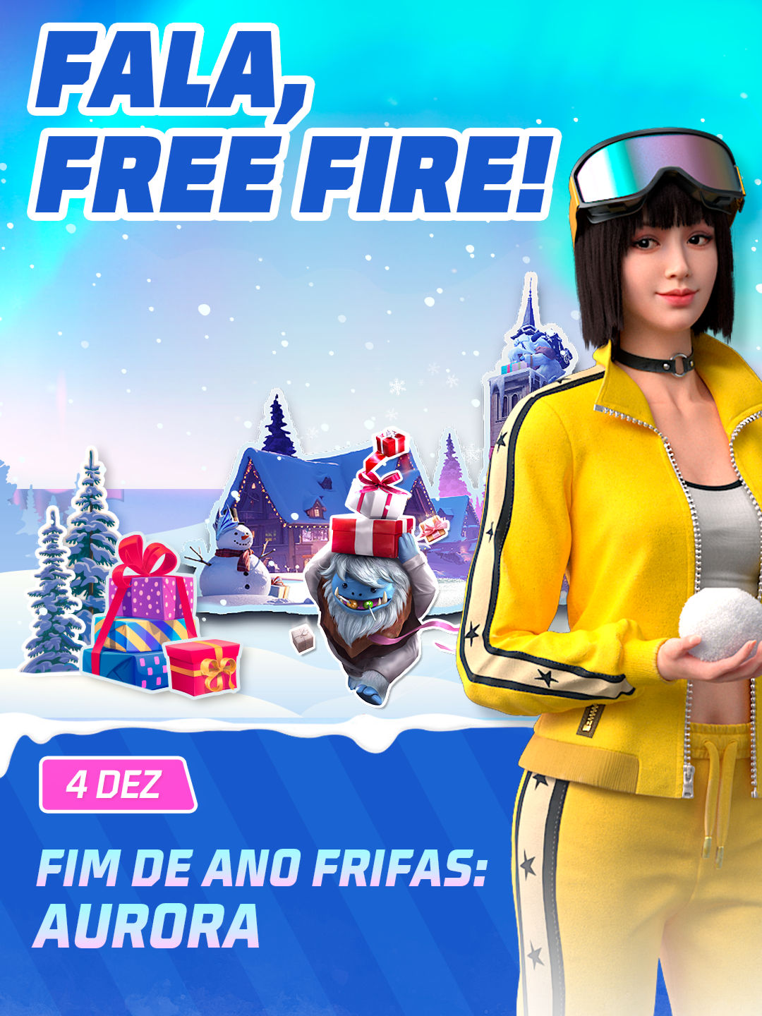 ❄ Salve, tropa! ❄ Tem MUITA novidade vindo para esse final de ano no Frifas! Se liga em tudo que a Kelly veio contar e bora festejar! 🎉 #FreeFire #FreeFireBrasil #Fimdeanoff #KellyShow #FreeFireKelly #Kelly