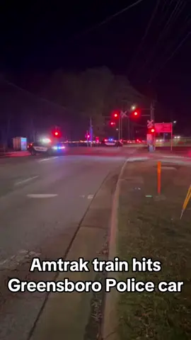 Wild scene on Thanksgiving night in Jamestown, NC. There were no injuries, nobody was in the car at moment of impact. Video credit: Karden Chen #NC #NCnews #thanksgiving #amtrak #train #crash #Greensboro #police #rawvideo 