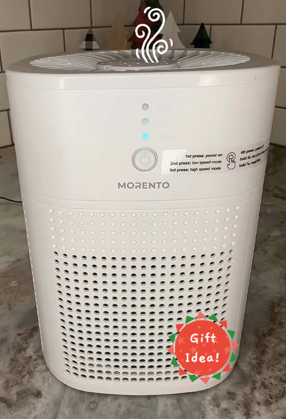 🔥This Morento Air Purifier has 3 settings - sleep, low, high & 4 hr timer. Designed for rooms up to 108’. 3 Stage filtration, 360 degree air intake, composite filter & power adapter. #morento #airpurifier #pet #smoker #litterbox #odor #homehacks #hometips #giftideas #tiktokshopblackfridaysale #tiktokshopcybermonday #compactdesign #userfriendly 