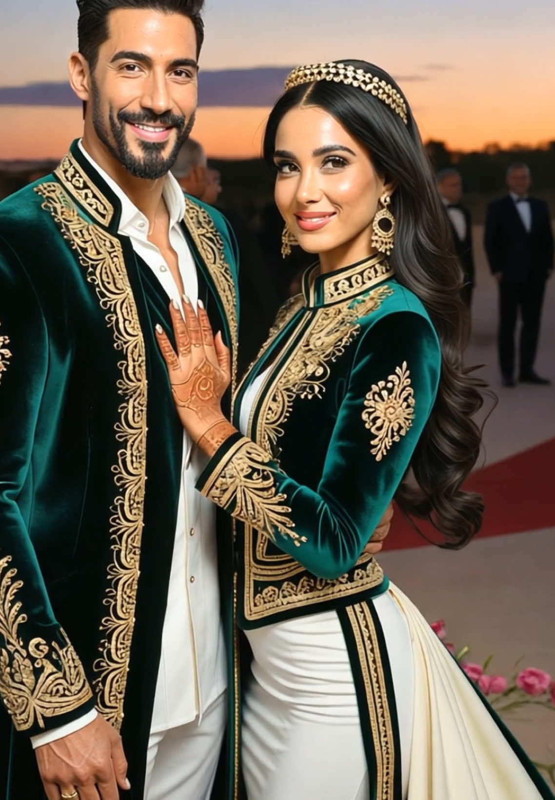 Tenue traditionnelle verte couple  #mariage#weddingday#karakou_algérien#maghrebunited🇩🇿🇹🇳🇲🇦🇹🇷🇵🇸🇩🇿 