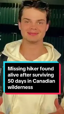 A 20-year-old hiker was found alive this week in the remote wilderness of northwestern #Canada, where he had been lost for more than six weeks. #news #missing #found #Hiking #hike #hikersoftiktok #hiketok 
