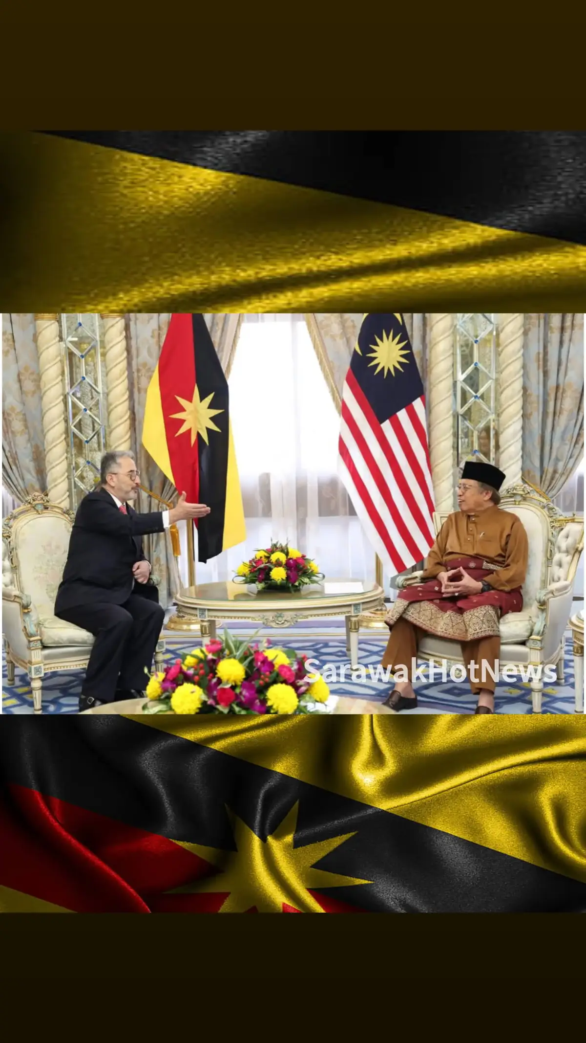 Premier Sarawak Terima Kunjungan Hormat Duta Besar Republik Peru & Duta Besar Mexico KUCHING: Premier Sarawak, Datuk Patinggi Tan Sri Dr Abang Abdul Rahman Zohari Tun Datuk Abang Openg menerima dua kunjungan hormat di pejabatnya Wisma Bapa Malaysia pada Jumaat. Kunjungan pertama melibatkan Duta Besar Republik Peru ke Malaysia, Ricardo Estanislao Morote Canales dan Duta Besar Mexico ke Malaysia, Luis Javier Campuzano Pina. Dalam kunjungan pertama, Ricardo membincangkan beberapa inisiatif termasuk kerjasama Universiti Malaysia Sarawak (UNIMAS) dengan universiti terkemuka Peru dalam tiga bidang utama iaitu biodiversiti dan perlindungan hutan hujan, penyelidikan tenaga hijau bagi menggantikan bahan api fosil serta bagaimana menangani penyakit tropika seperti denggi. Ricardo turut mencadangkan pameran budaya orang asli dari Peru yang memiliki lebih daripada 93 kumpulan etnik untuk mempromosikan integrasi budaya dan pengetahuan tradisional, termasuk ubat-ubatan herba. Kunjungan kedua pula melibatkan Duta Besar Mexico, Luis Javier Campuzano Pina, yang menekankan potensi kerjasama dalam sektor tenaga, teknologi, digital, dan e-dagang. Beliau turut menyatakakn hubungan perdagangan kukuh antara Malaysia dan Mexico, dengan nilai dagangan melebihi USD 15 bilion pada 2022, menjadikan Mexico sebagai rakan dagang terbesar Malaysia di Amerika Latin. Kedua-dua kunjungan ini membuka peluang baharu untuk memperkukuhkan hubungan Sarawak dengan negara-negara Amerika Latin dalam pelbagai bidang strategik.-EDISI UKAS #SarawakHotNews #tiktokchannelsarawakhotnews #Youtube #SARAWAKHOTNEWS 