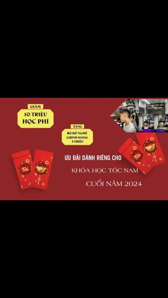 🧧ƯU ĐÃI CỰC SỐC DÀNH RIÊNG CHO CUỐI NĂM 2024 ‼️ Ưu đãi cho 5 bạn học nghề đầu tiên được giảm 10triệu chi phí khoá học và tặng bộ đồ nghề chính hãng 5triệu ✅Quyền lợi: 🌸 Được đào tạo: 👉Kĩ thuật nhận biết form đầu 👉Kĩ thuật kê lượt 👉Kĩ thuật fade 👉Kĩ thuật tattoo_hair 👉kỹ thuật uốn,duỗi,nhuộm, tẩy thành thạo 👉Kỹ năng giao tiếp với khách hàng 🌸Được thực hành: 👉 100% cắt trên đầu thật và đi cắt miễn phí để nâng cao tay nghề 🌸Môi trường học và làm : 👉Học và làm việc chuyên nghiệp , thân thiện 👉Không giấu nghề được chủ Shop chỉ tận tình 👉Phù hợp dành cho các bạn yêu nghề 👉Học xong được nhận làm tại chỗ làm 🌸 Yêu cầu: 👉Yêu nghề,thật thà, nhanh nhẹn 👉 Sự cầu tiến , đam mê , sáng tạo ... ✅ Nơi giúp bạn “CÓ NGHỀ - CÓ TIỀN - CÓ SỰ NGHIỆP RIÊNG” ✅Các bạn có nhu cầu có thể inbox trực tiếp hoặc lh ☎ 0858004388( Mẫn) 📍594 Tôn Đức Thắng,Phường Hoà Khánh Nam,Quận Liên Chiểu,Tp Đà Nẵng#hoctocnam #hocnghetoc #hoctocdanang #tocnamdep