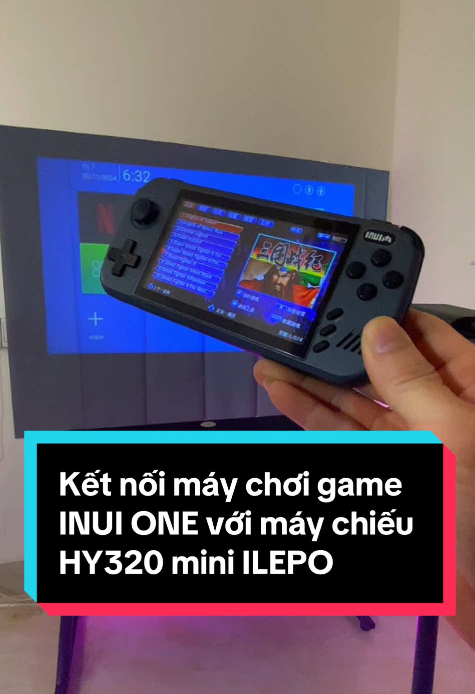 Máy chiếu HY320mini ILEPO kết nối máy chơi game INUI ONE #hoanglegame #hy320mini #maychieumini #ILEPO #maychoigame #maychoigamecamtay #game4nut #gametuoitho8x9x #maychoigamemini 