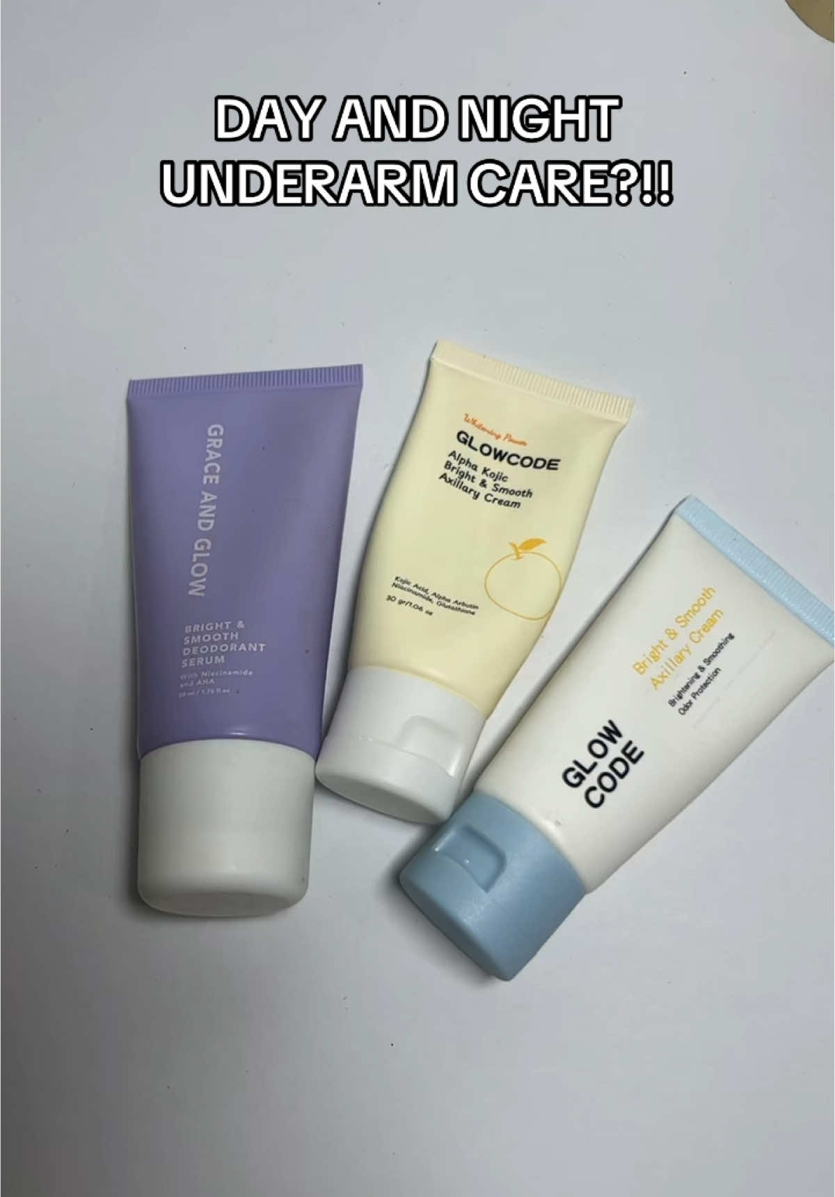 Underarmcare reveal!! #fyp #tiktokfinds #budolfinds #graceandglow #brightening #graceandglowdeodorant #graceandglowdeodorantserum #glowcode #glowcodeaxillarycream #glowcodealphakojic #underarmswhitening #underarm #underarmserum #underarmskincare #viral #trending #bodycare 