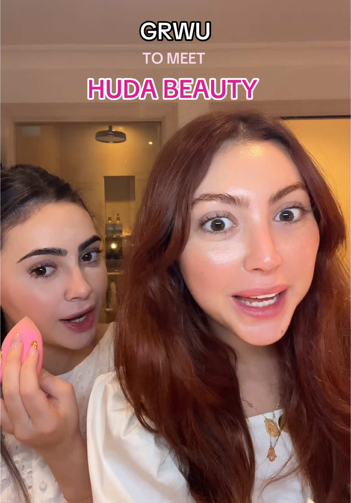 Shes sooo cute!!🥹WE LOVE YOU QUEEN @Huda Beauty 💖💖 #grwm #hudabeauty 