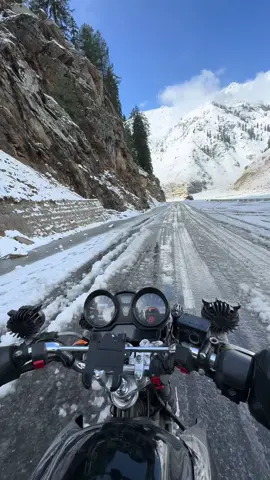 White-capped mountains, where the earth meets the sky, whisper stories of ancient times and timeless beauty 📍Naran Valley    #winter #bike #nature #naturelensbyusman #livesnowfall 