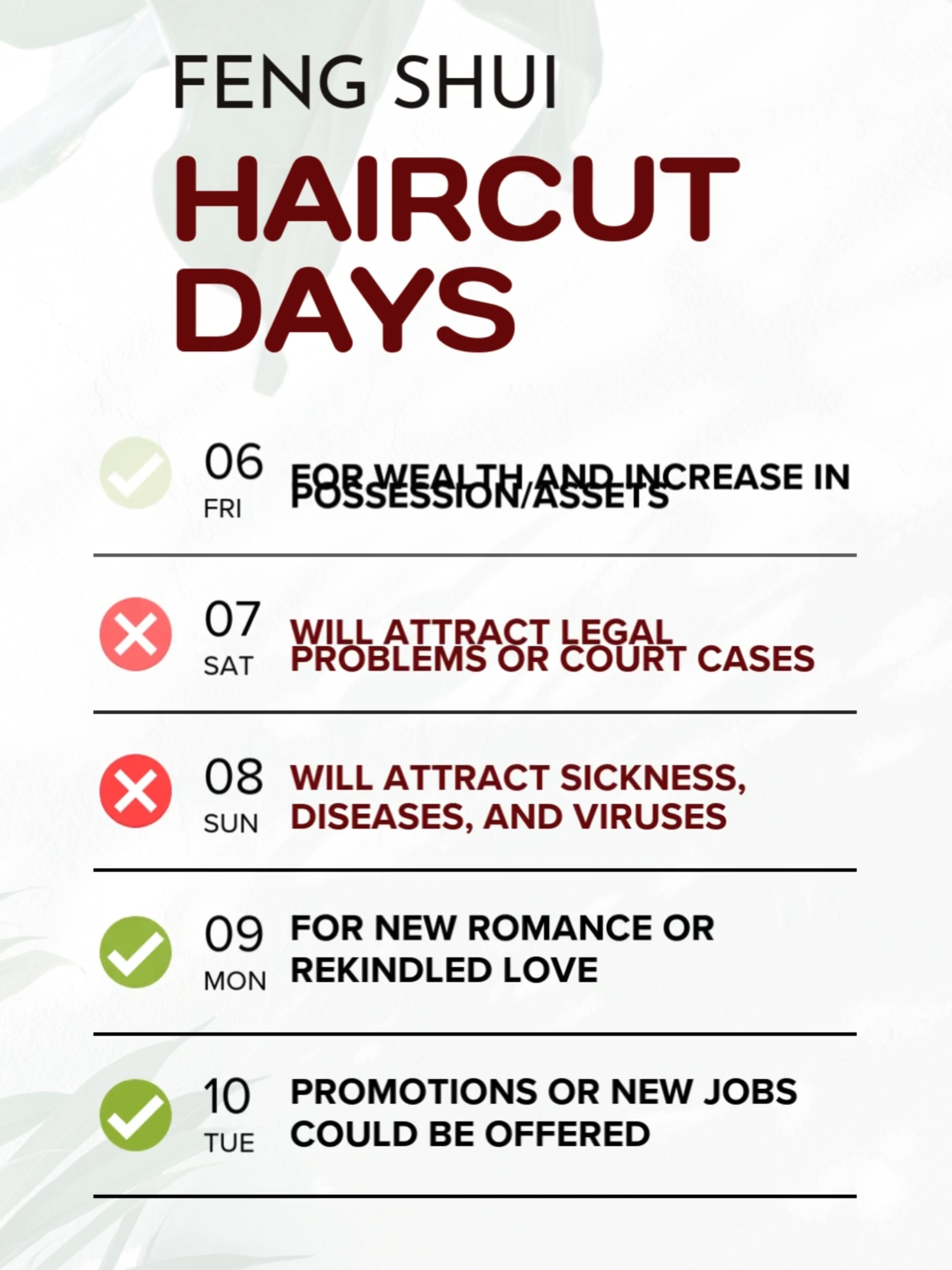 HAIRCUT DAYS December2024  #haircut  #haircutdays  #fengshui  #fengshuitips  #readyfor2024  #fengshui101withMGD  #meckyourmove  #meckyknow #hofsmanila #meckydecena #fengshui #trendingnow #trendingvideo #hofs #fypシ゚ #ready2024withMGD #lifecoach #trending #motivationalvideo #fengshuitips