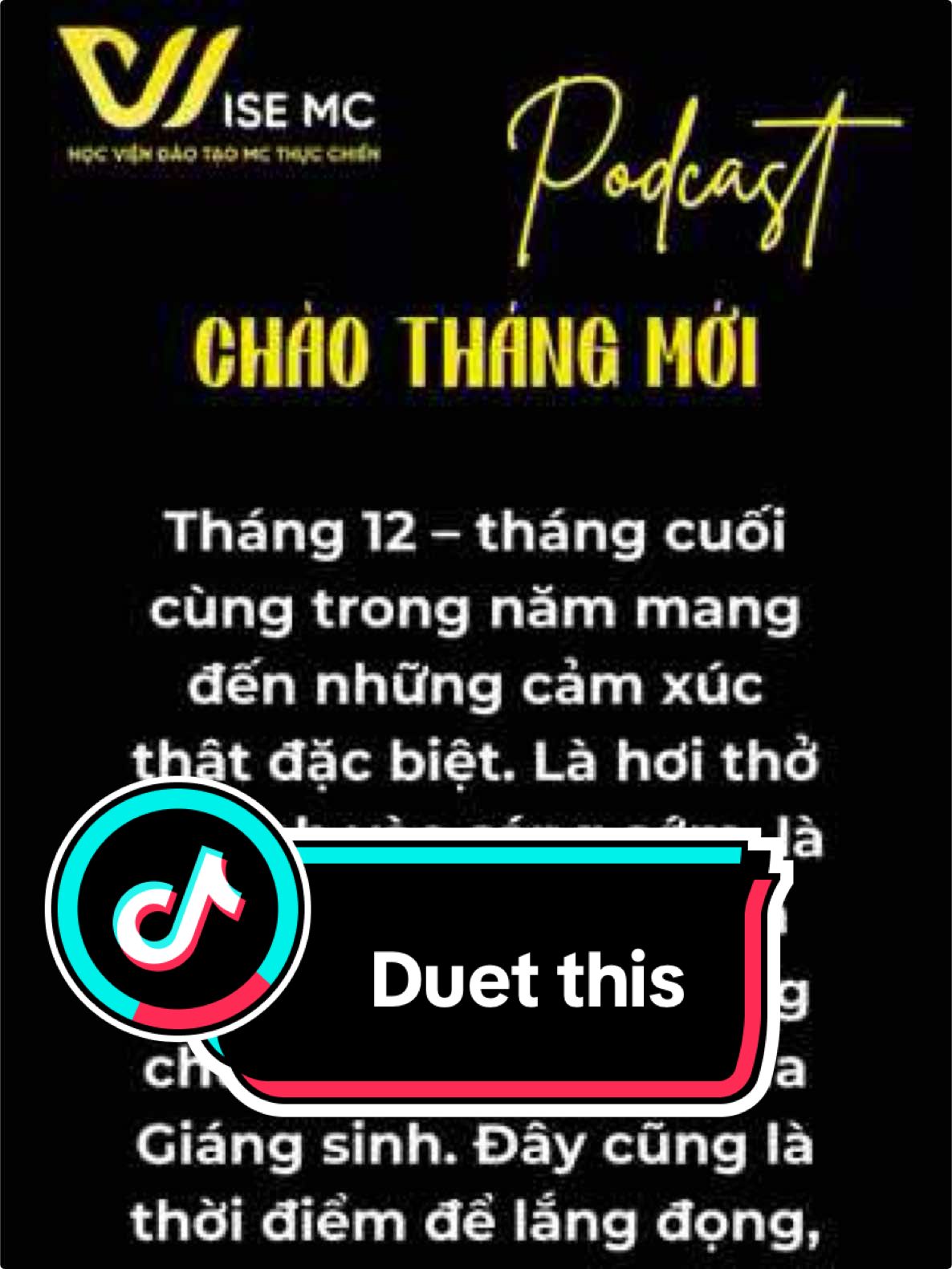 Duet this! Chào tháng 12! #wisemc #duet #vietnamesespeaking #voice #hocmc #englishspeaking #duetmc #lammc