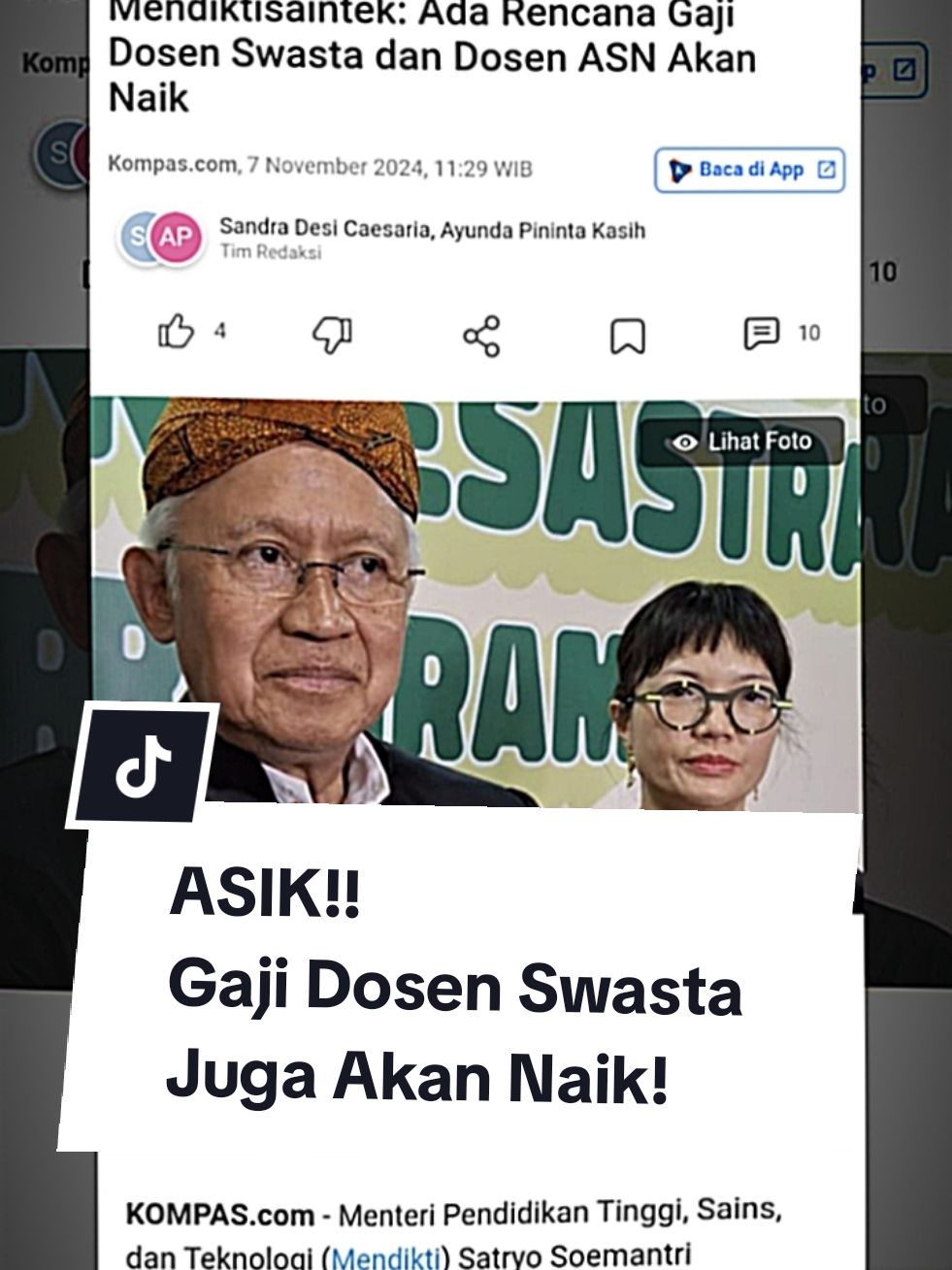 Penganggaran untuk kenaikan gaji dosen swasta, kata Satryo memang tidak mudah. Sebab, ada mekanisme yang panjang. #gajidosen #dosenkere #dosenswasta #profstellachristie 