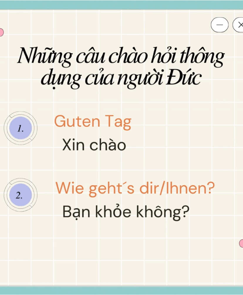 Những câu chào hỏi thông dụng của người Đức. Học ngay thuiii #haloduhocduc #duhocnghe #duhocngheduc #gemany🇩🇪 #hoctiengduc #giaotieptiengduc 