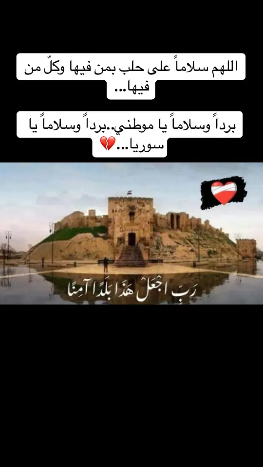 اللهم سلاماً على حلب بمن فيها وكلّ من فيها... برداً وسلاماً يا موطني..برداً وسلاماً يا سوريا...💔#سوريا #حلب_الشهباء #حماة_حمص_دمشق_الرقة_دير 