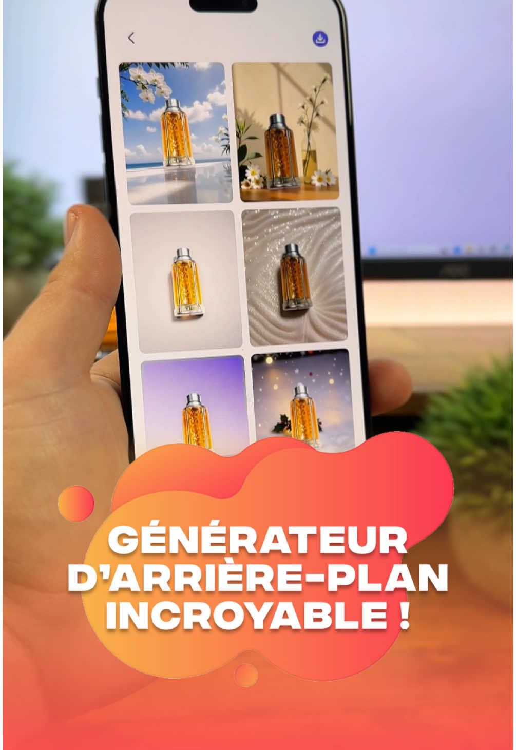 Génère un fond personnalisé pour un produit, objet ou n’importe quel sujet de ta photo via l’IA avec l’application Pokecut 🤯 #iphone #astuce #ios #apple #application #pokecut #ai #image #tech #tuto #iphonetricks #collaborationcommerciale 