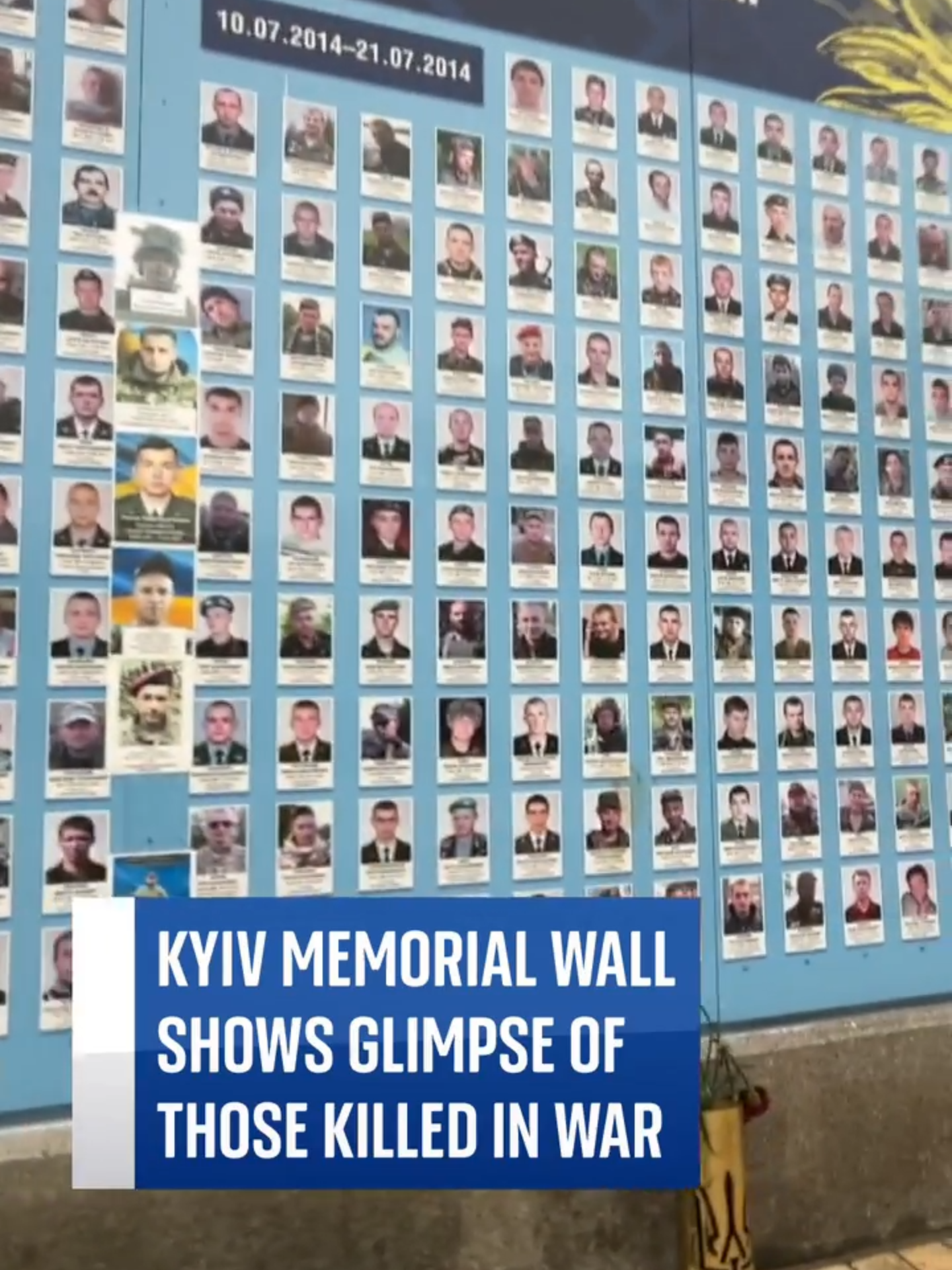 An enormous memorial wall shows a tiny glimpse of the sheer number of lives lost in #Ukraine's war with #Russia.  Families and friends have placed photos of their lost loved ones on the wall to pay their respects