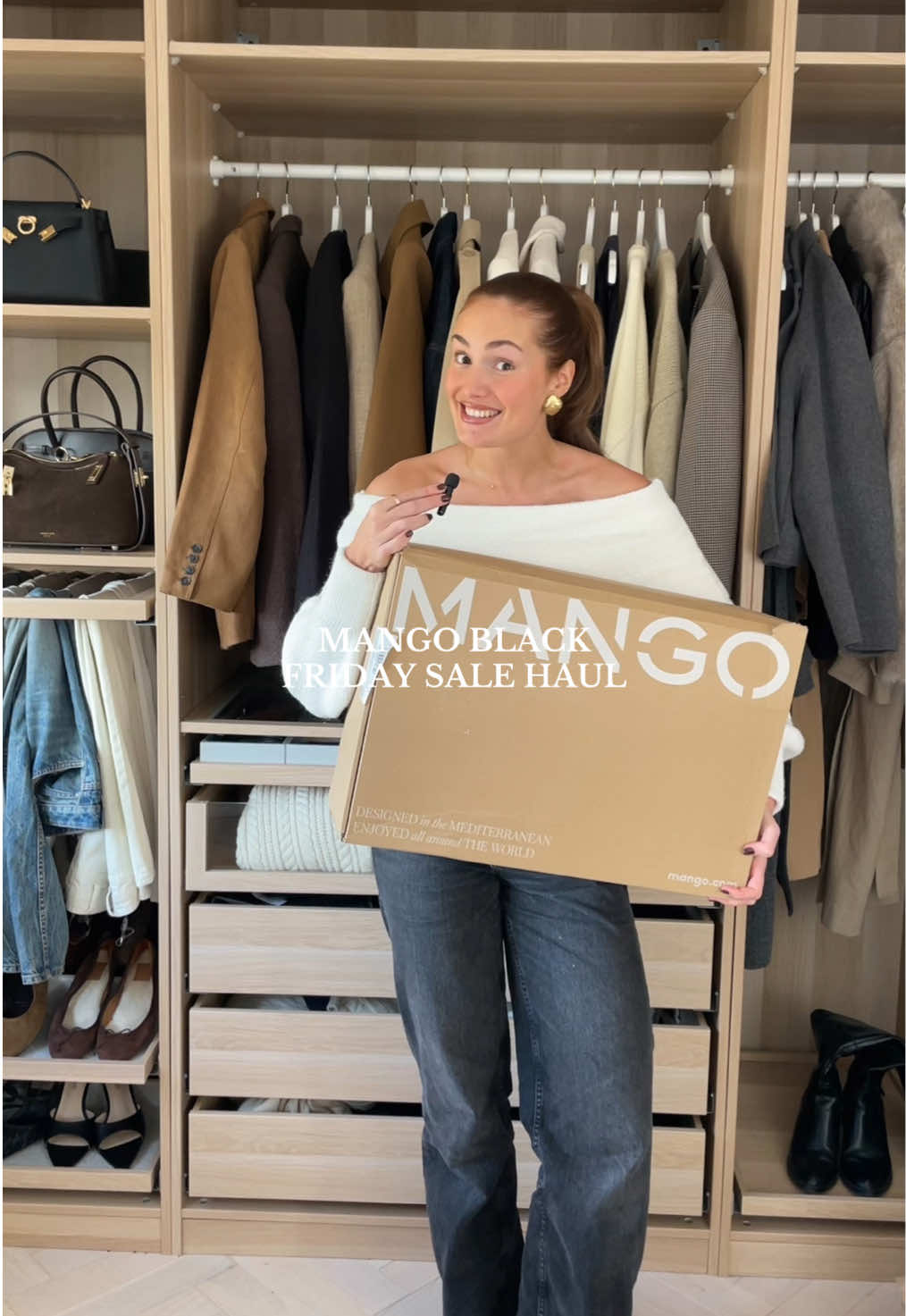 mango sale haul 🤍🤍 so happy with some of these pieces ... defo keeping the cream coat, cream bag & tan jumper what do we think ?? #mangohaul #mangoblackfriday