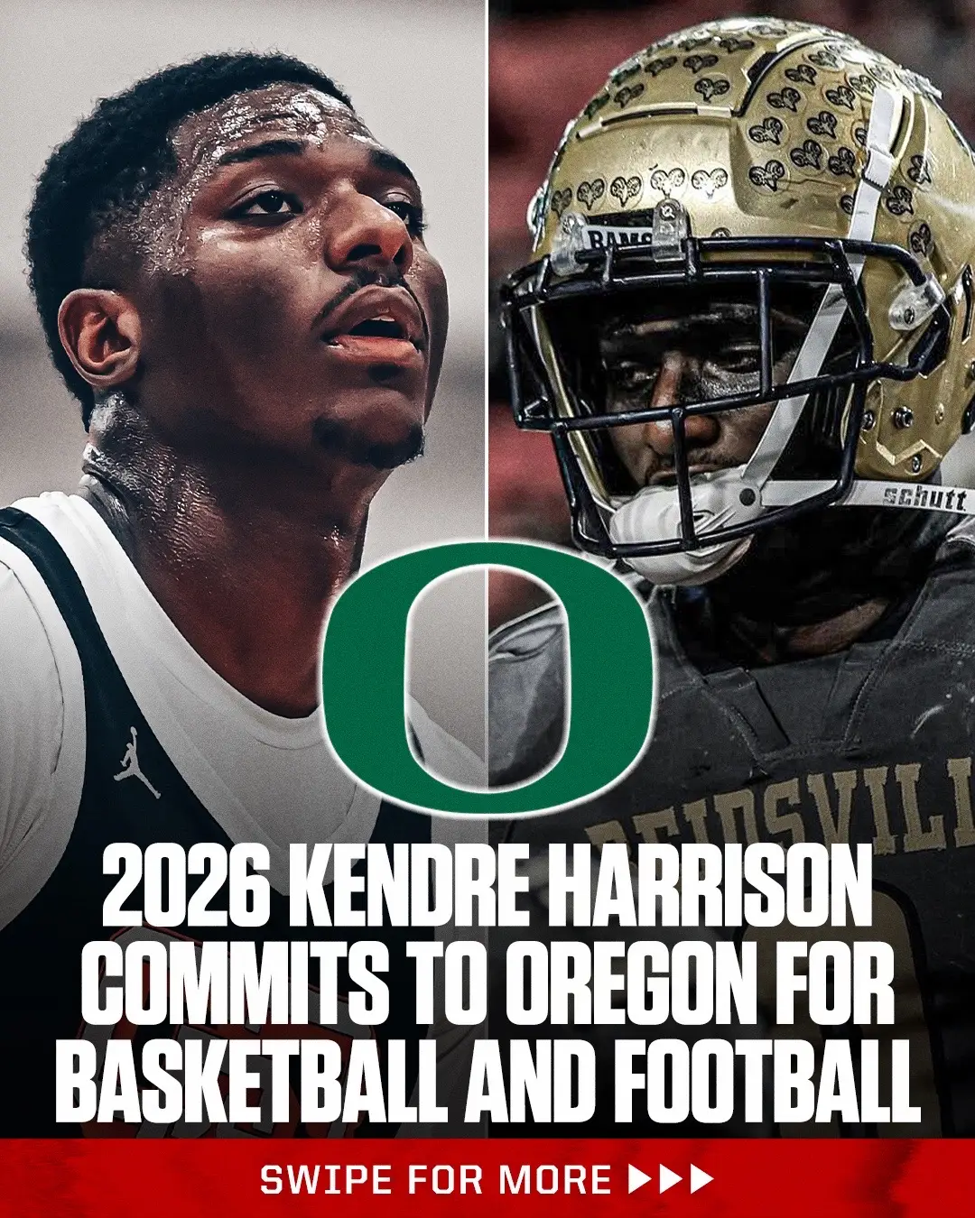 Dual-sport athlete Kendre Harrison is taking his talents to Oregon 🦆 #highschool #college #football #basketball #oregon 