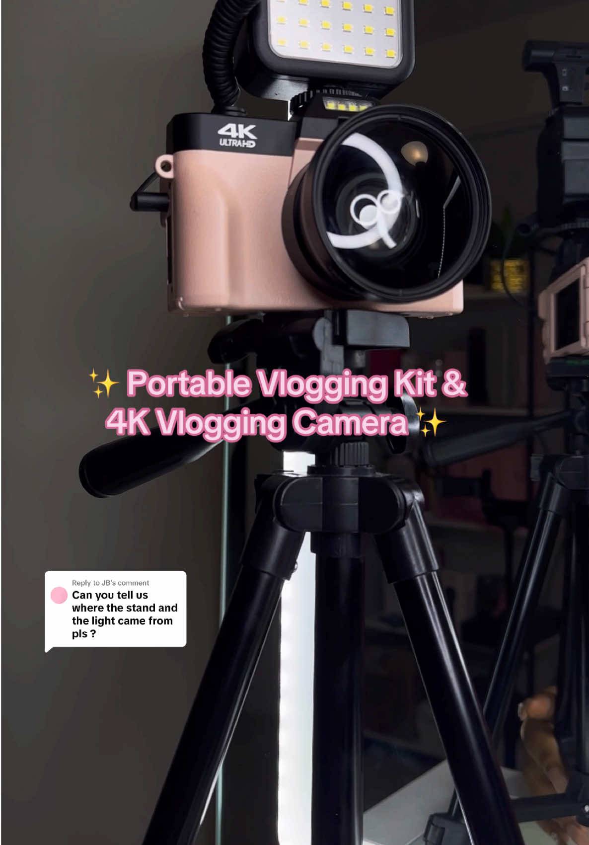 Replying to @JB The Vlogging Kit and Camera are from Tiktok Shop 🎥✨. The mic with the vlogging kit is going to help enhance the sound on your camera.  . . . #TikTokShopBlackFriday #TikTokShopCyberMonday #TTSDelight #spotlightfinds #blackfridayearlydeals #blackfridaydeals #pinkcamera #vloggingcamera #beginnercontentcreator 