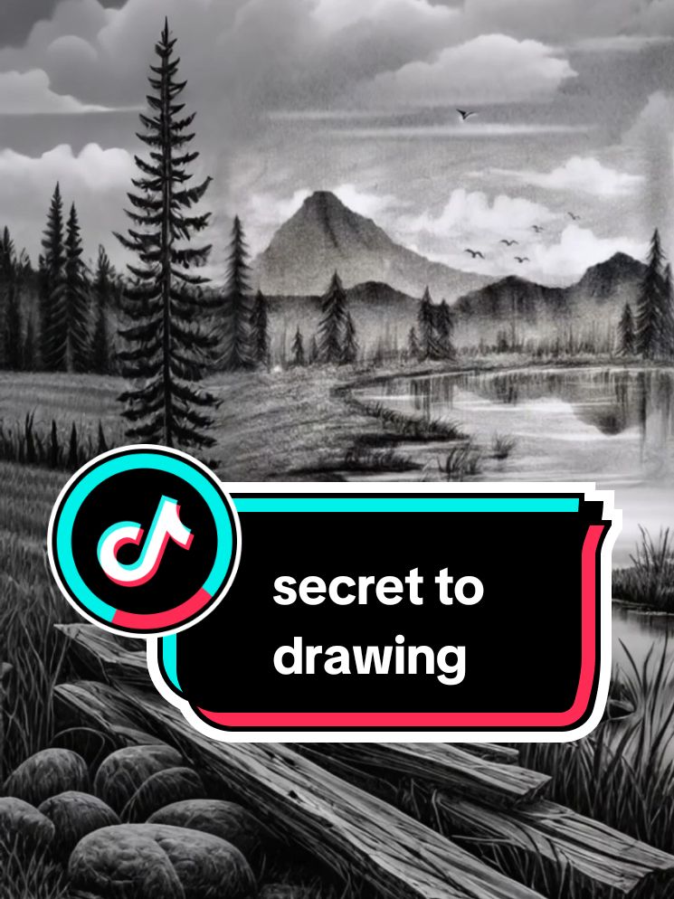 secret to drawing beautiful landscape with pencil #painting 
