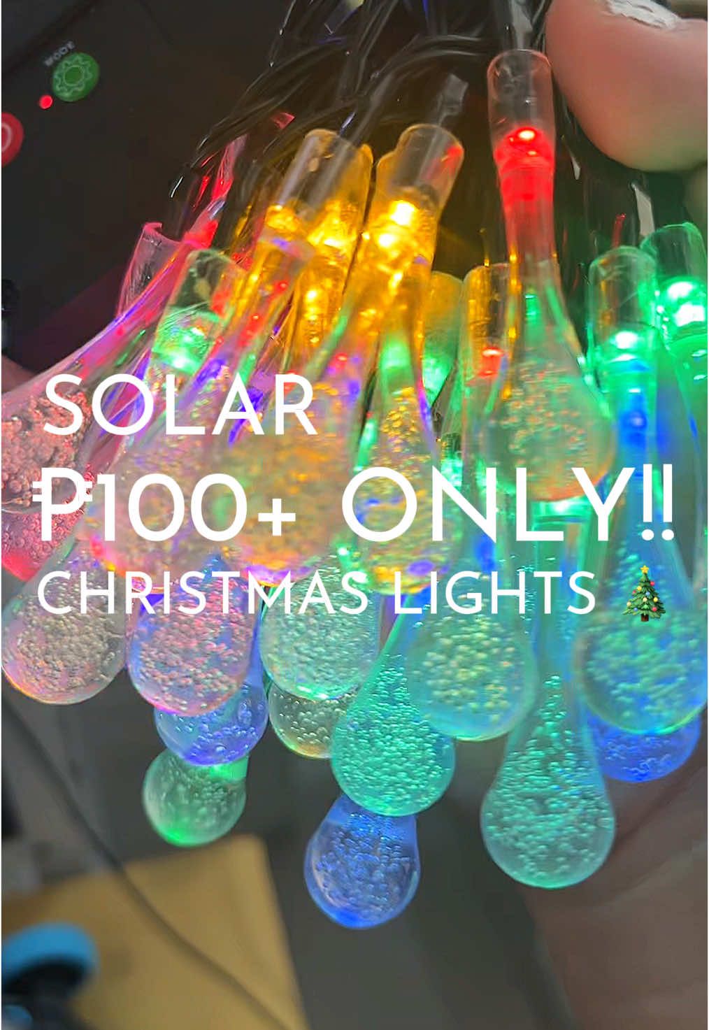 ₱100+ ONLY!! SOLAR Waterdrop Christmas Lights ⭐️⭐️⭐️⭐️⭐️ #waterdrop #christmas #buy1take1 #affordable #light #solar #solarchristmaslights #christmasfinds 