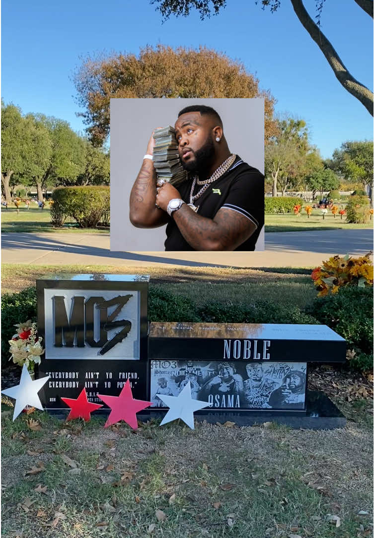 Grave of rapper MO3 #rapper #dallas #musician #mo3 #texas #cemetery #headstone #grave #allentx #rip #fyp #fypシ #foryoupage #explore 