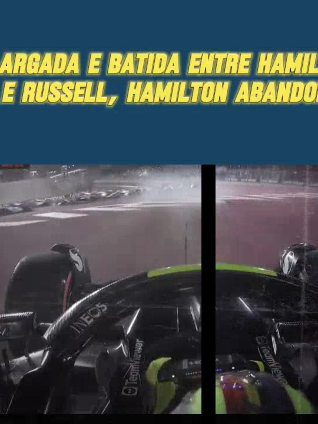 LARGADA E BATIDA ENTRE #hamilton E #RUSSELL, HAMILTON ABANDONA NO #QATAR #Verstappen#Leclerc#FORMULA1#f1edit #mercedes #F12023