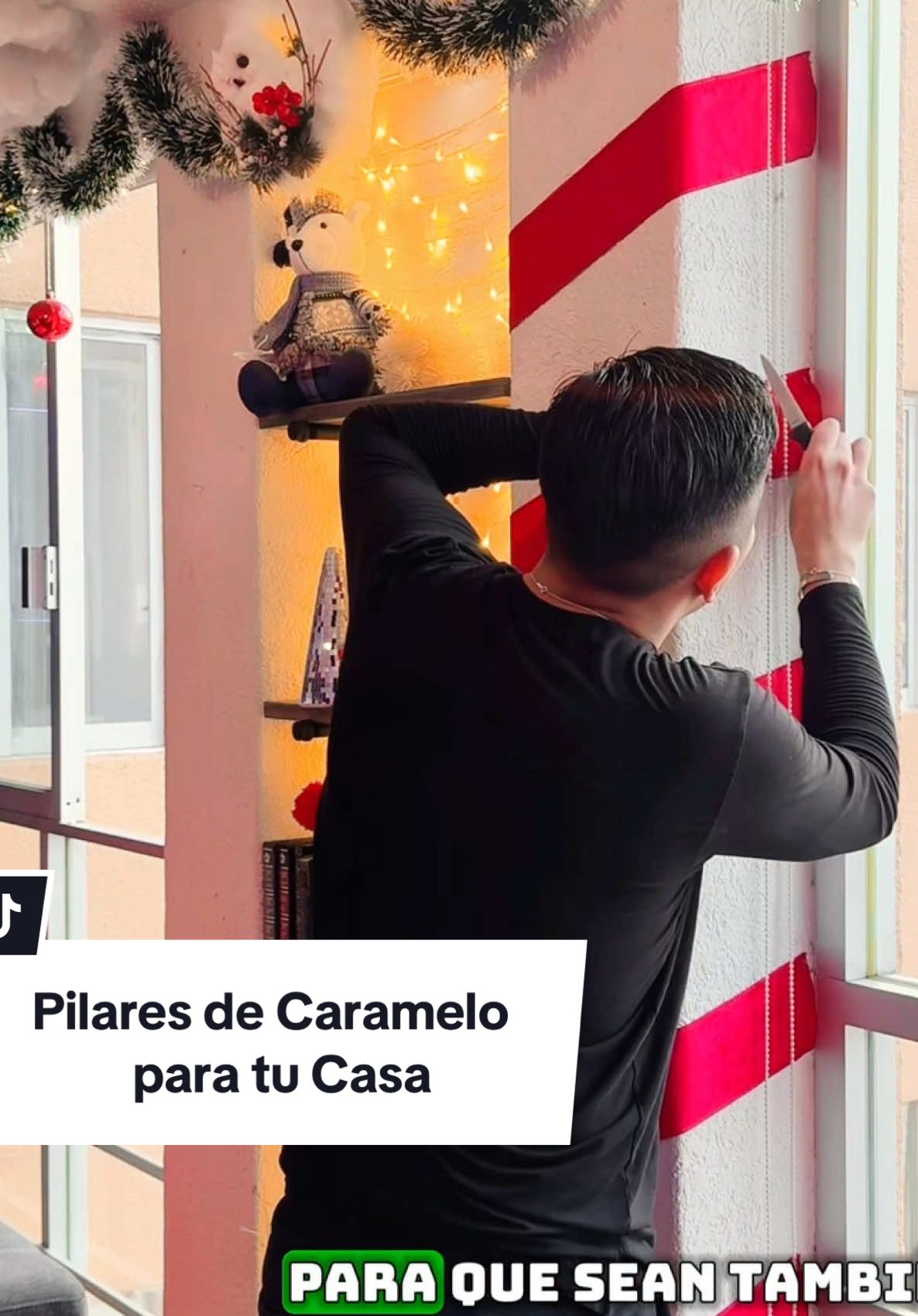Pilares de  Caramelo con solo un listón 😍🎄 • #Navidad #Decoración #Candy #Xmas 