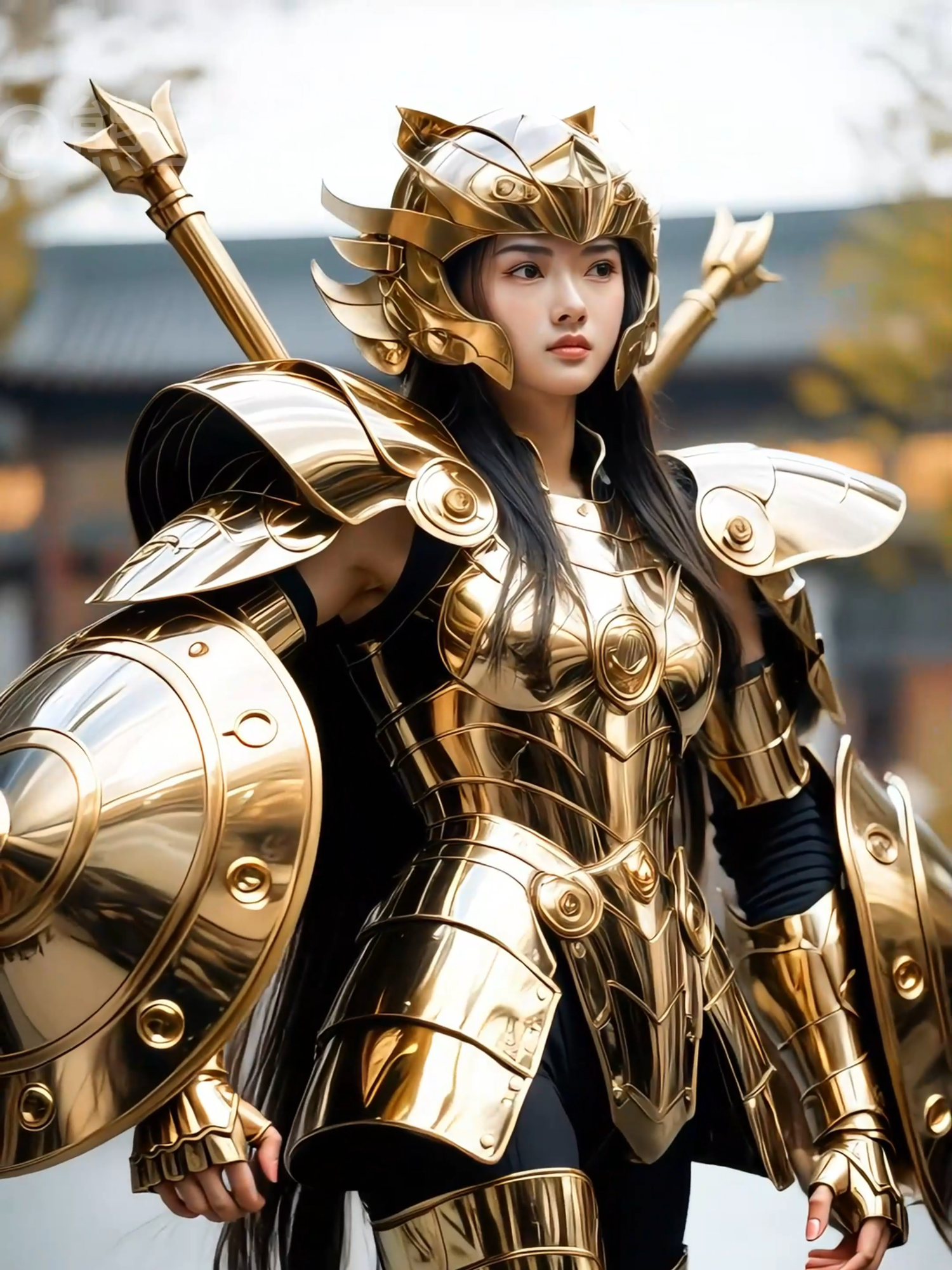 Magical armor wearing，Shiryu libra gold armor #cosplay #seiya #ai