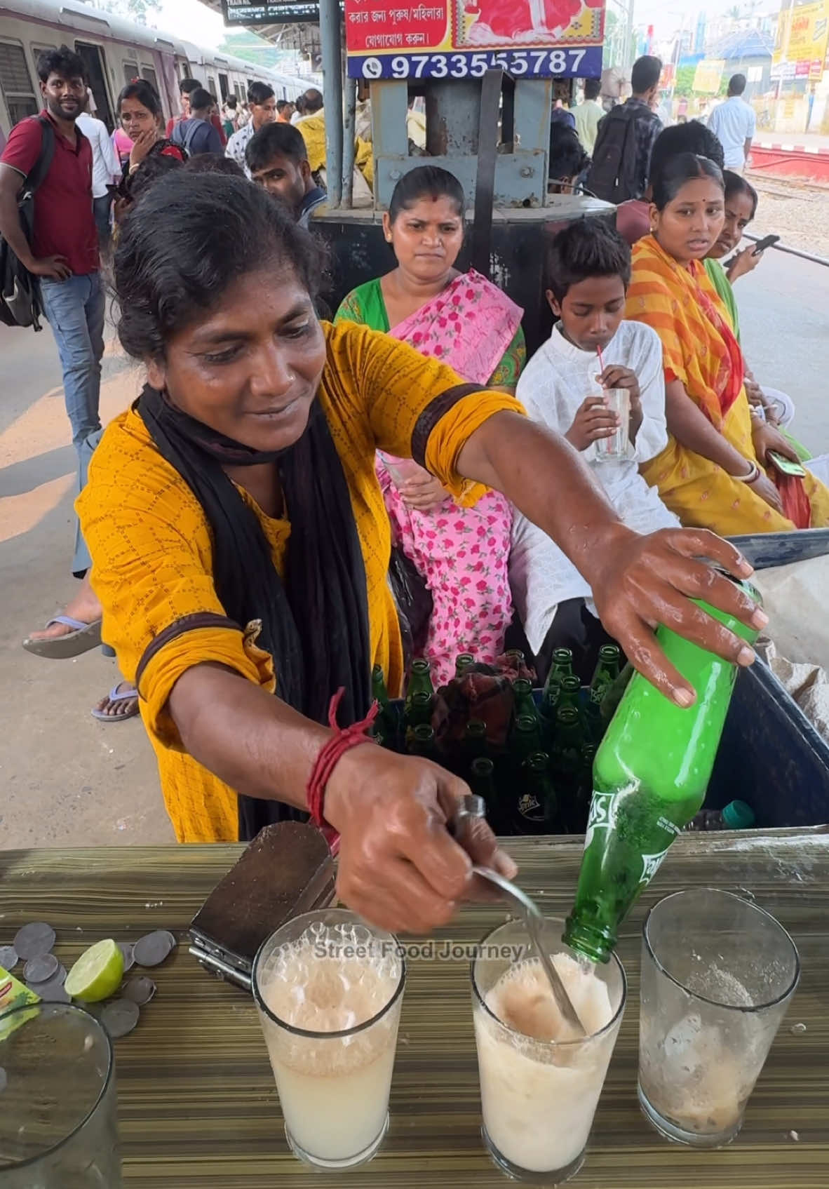 Indian Aunty Sells Nuclear Lemon Soda  🔍 Business name  Nuclear Lemon Soda  📍Address  Baruipur, India 💵 Price  15 Rupee/$ 0.17 USD #india #streetfood #viral #fyp 