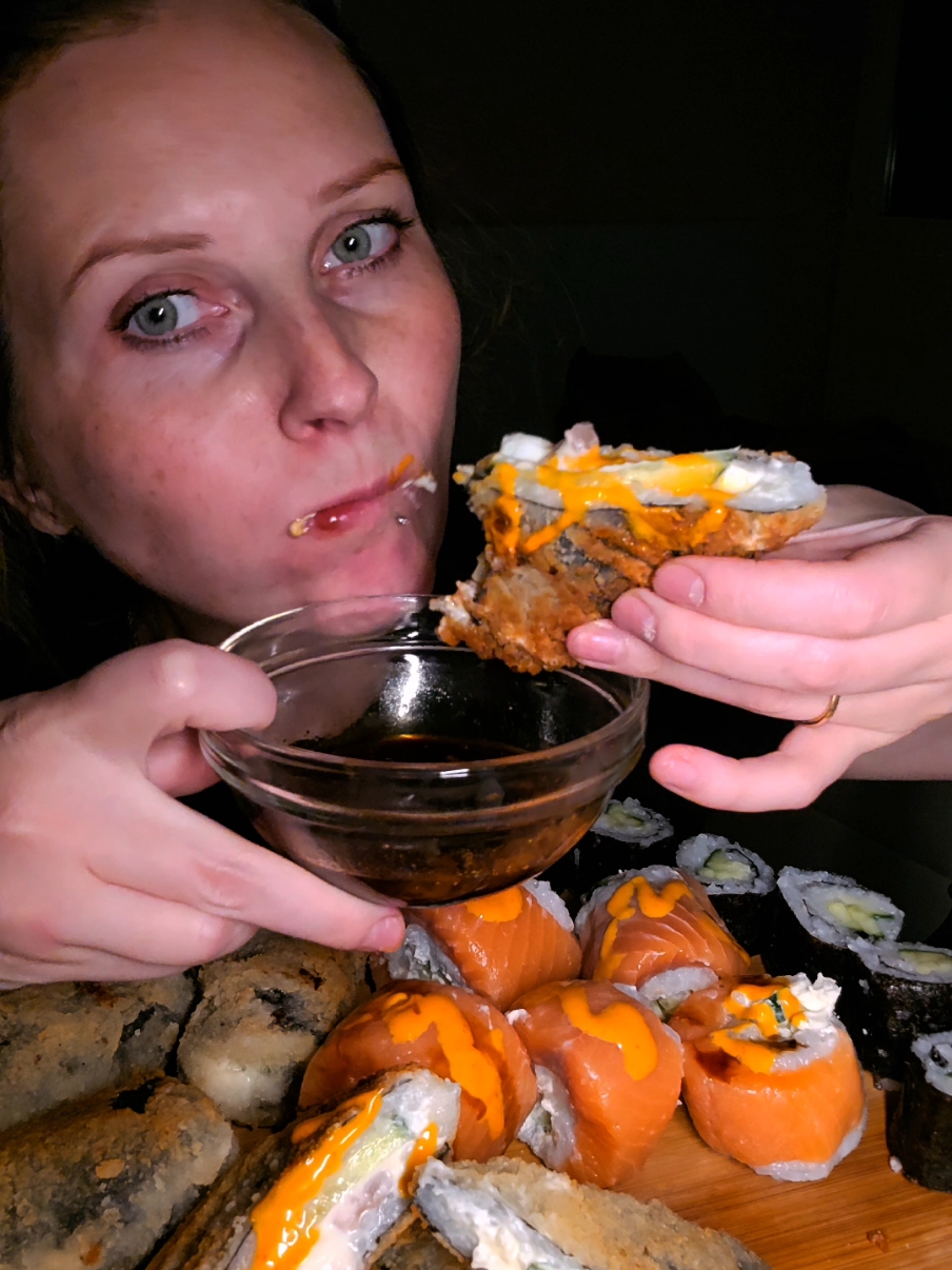 My XXL Sushi. Do you make sushi at home? #mukbang #sushi #sushimukbang #sushisandwich #homemadefood #homemademukbang #asian #eat #asmr #asmrmukbang #fyp 