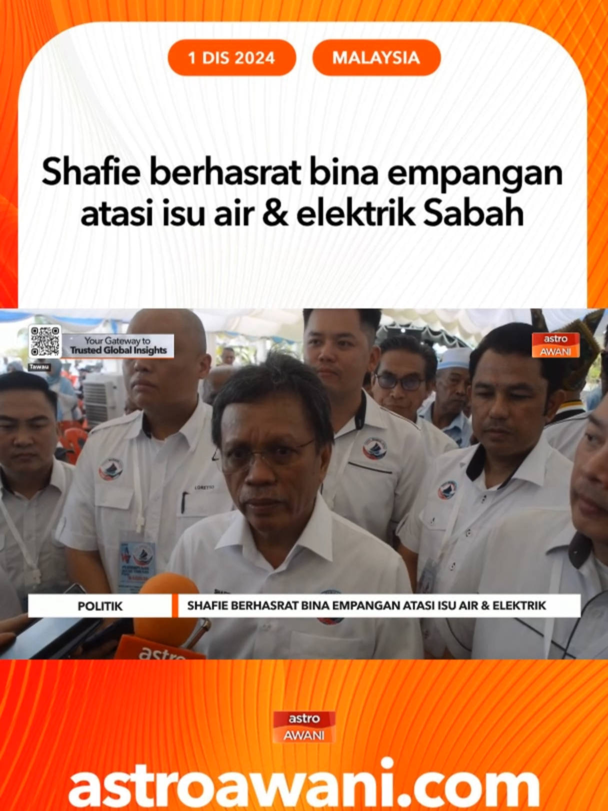 Presiden Warisan Datuk Seri Mohd Shafie Apdal mehu membina empangan bagi mengatasi masalah bekalan elektrik dan air di Sabah. #AWANInews  #AWANIBorneo