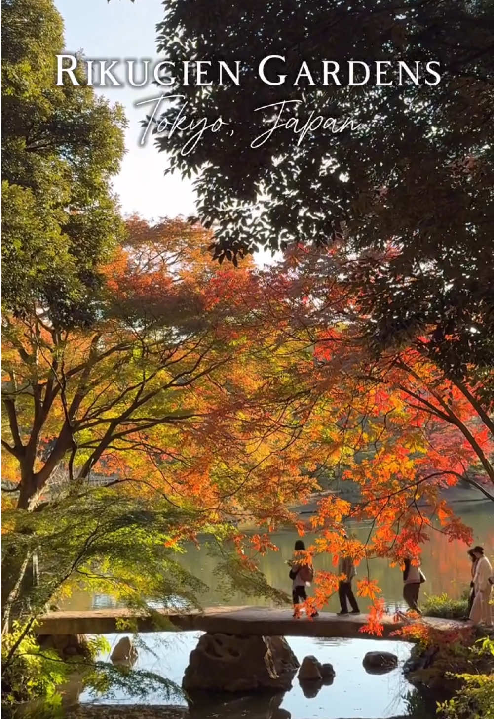 Saw these people crossing this little cute bridge with a stunning lake and trees. It was a beautiful thing to see. was reminded that all good things happen at the right time, you just have to be patient. #rikugiengarden #tokyo #autumn #travel #dreamscometrue #bepatient #LeezGo