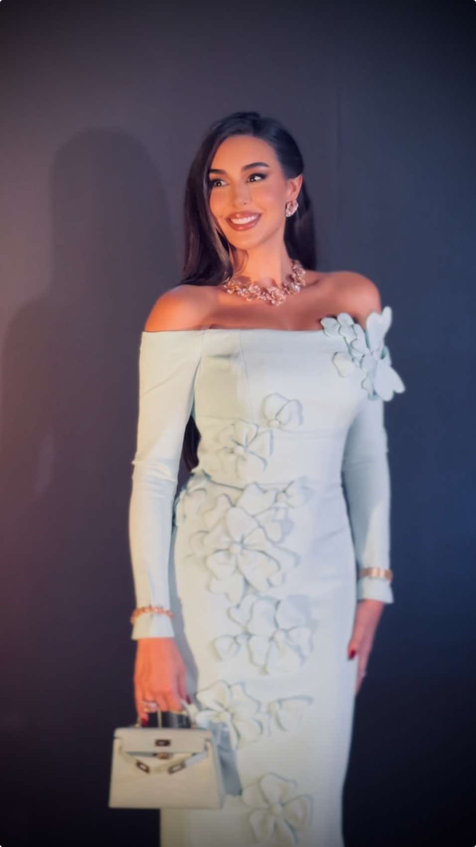 The beautiful YASMINE SABRI in custom JEAN PIERRE KHOURY attending the @Chopard ice cube luncheon in doha qatar . . @Yasmine Sabri