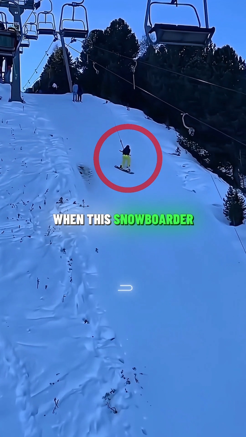 Snowboarder Takes Down Everyone 😬