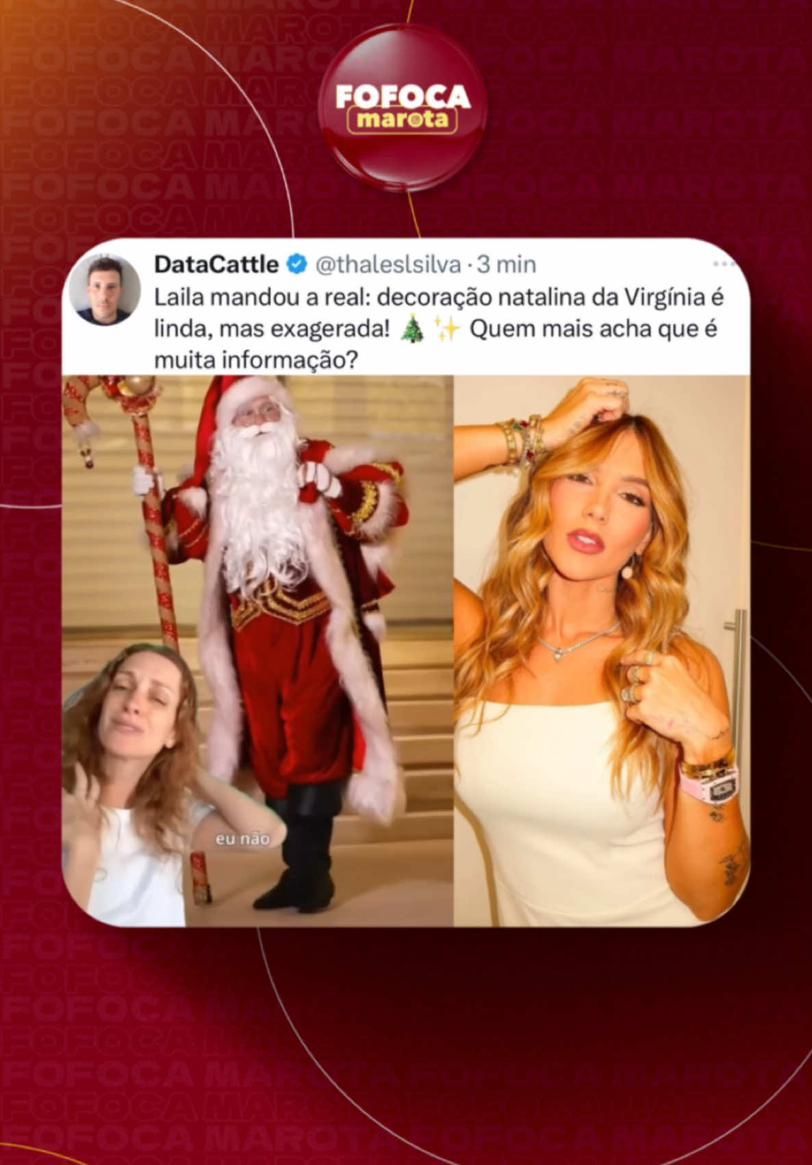 🚨Atriz Laila grava vídeo falando sobre a decoração natalina da casa da Virgínia e afirma que é lindo mas é demais. O que vocês acharam? 👀 #fofocamarota #fy #virginia #virginiafonceca 