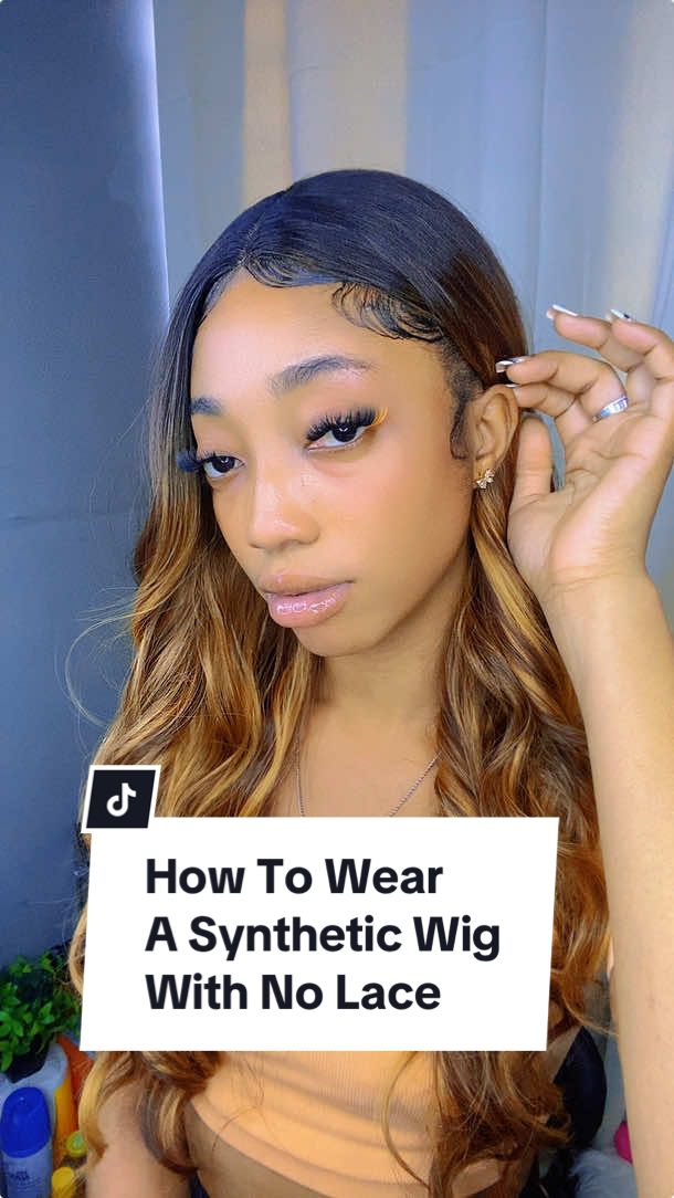 How to wear a synthetic wig with no lace✨ #fyp #fypage #fypシ゚viral #fyppppppppppppppppppppppp #foryoupage #viral #chiniedollshy #amazonwig #amazonsyntheticwig #syntheticwig #syntheticwiginstall 