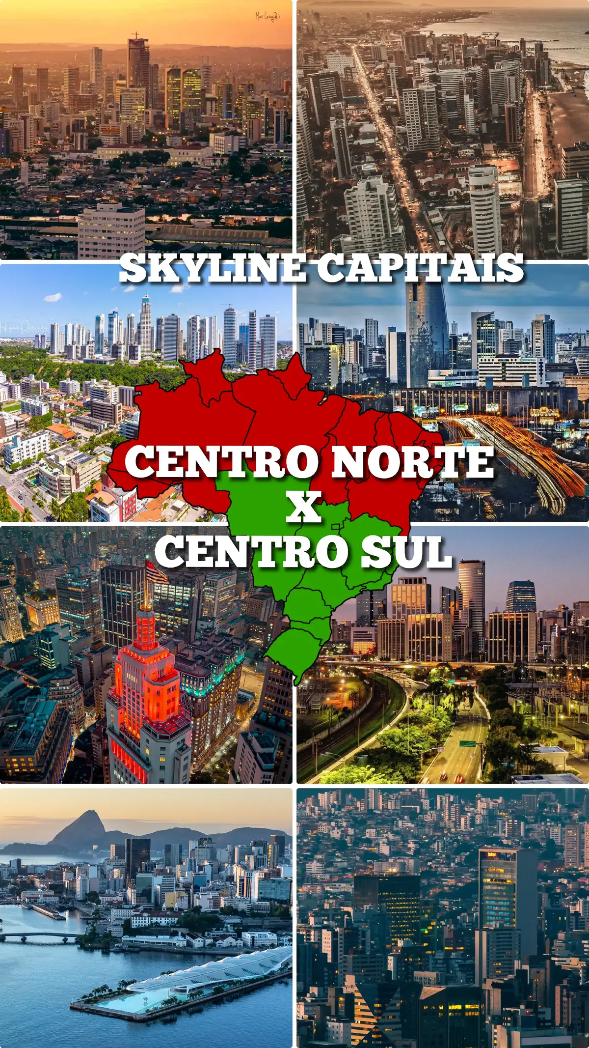 Comparação das skyline das capitais do Centro Norte X Centro Sul do brasil.  obs: Não estão todas das capitais. #skyline #brasil🇧🇷 #fy